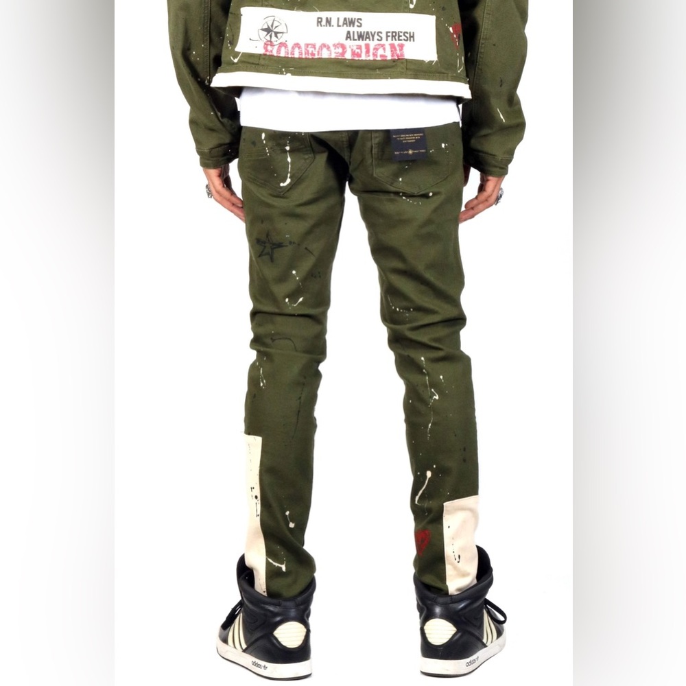Kleep Chive Washed Skinny Twill Pants 36 - Picture 3 of 10